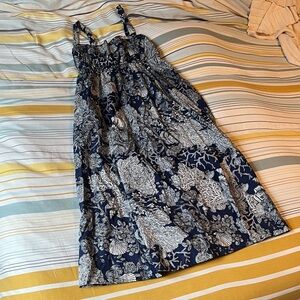 J. Crew Navy and White Patterned Dress with Pockets
